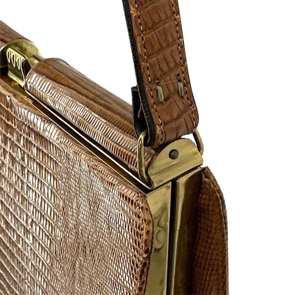 Vintage 1950s 1960s Reptile Skin Top Handle Structured Frame Purse Mad Men Era - Picture 6 of 14
